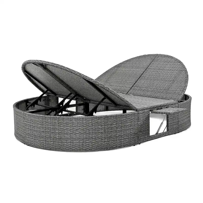 Outdoor Sun Bed Patio 2-Person Daybed with Cushions and Pillows