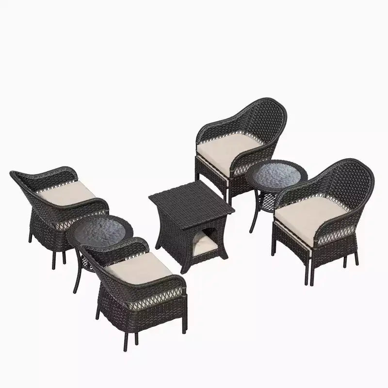 UPTIOT 11-Piece Outdoor Wicker Patio Conversation Seating Set