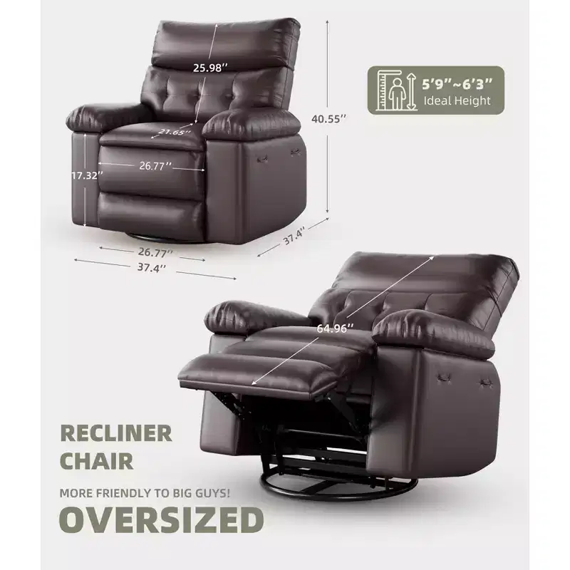 Living Room Manual Massage Chair, 360-Degree Rotating Massage Chair with Remote Control, PU Leather Leisure Chair with Side Pockets