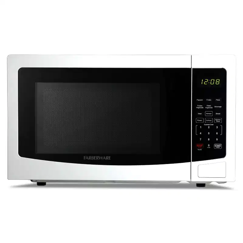 Farberware 1.1 Cu. Ft. Countertop Microwave Oven  1000W Power, Auto Cook Settings, Defrost, and Safety Lock