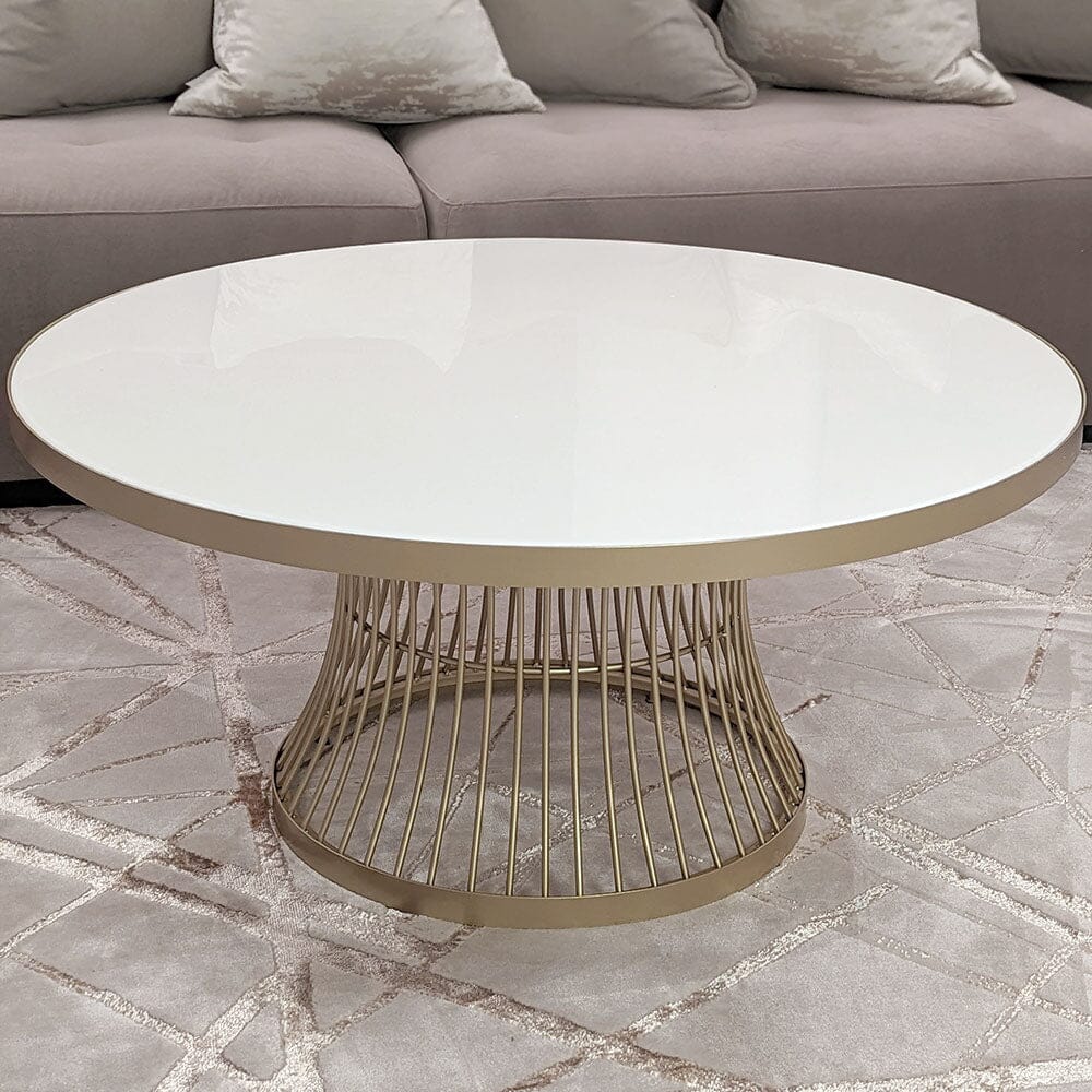 Champagne & White Round Coffee Table
