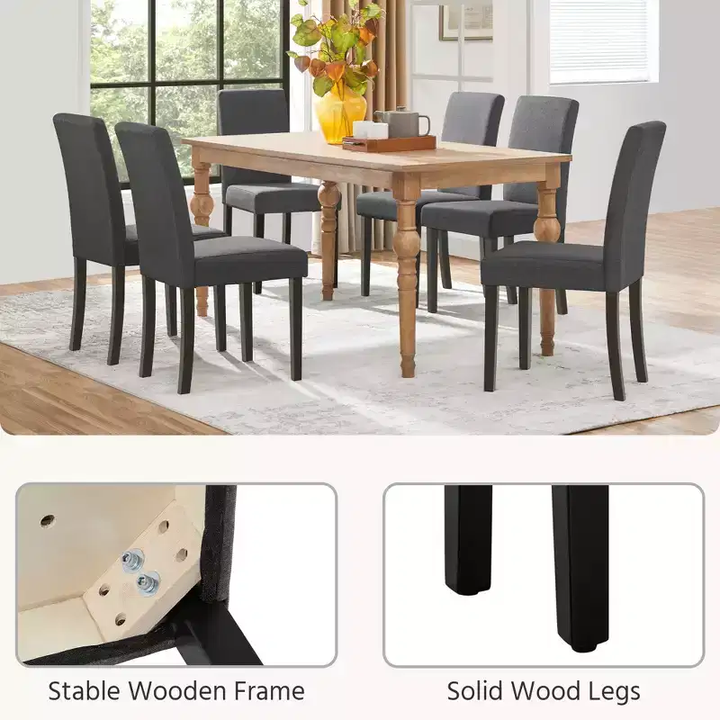 Yaheetech Set of 2 Armless Upholstered Dining Chairs with Solid Wood Legs