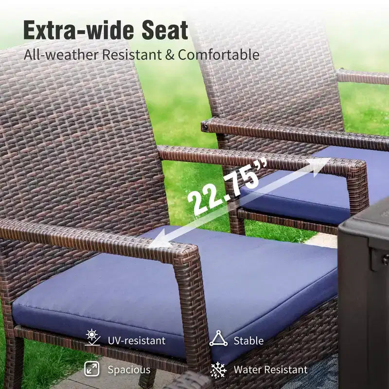 Captiva Designs 3pc Outdoor Patio Slatted Tabletop Square Dining Steel Table & Arm Chairs