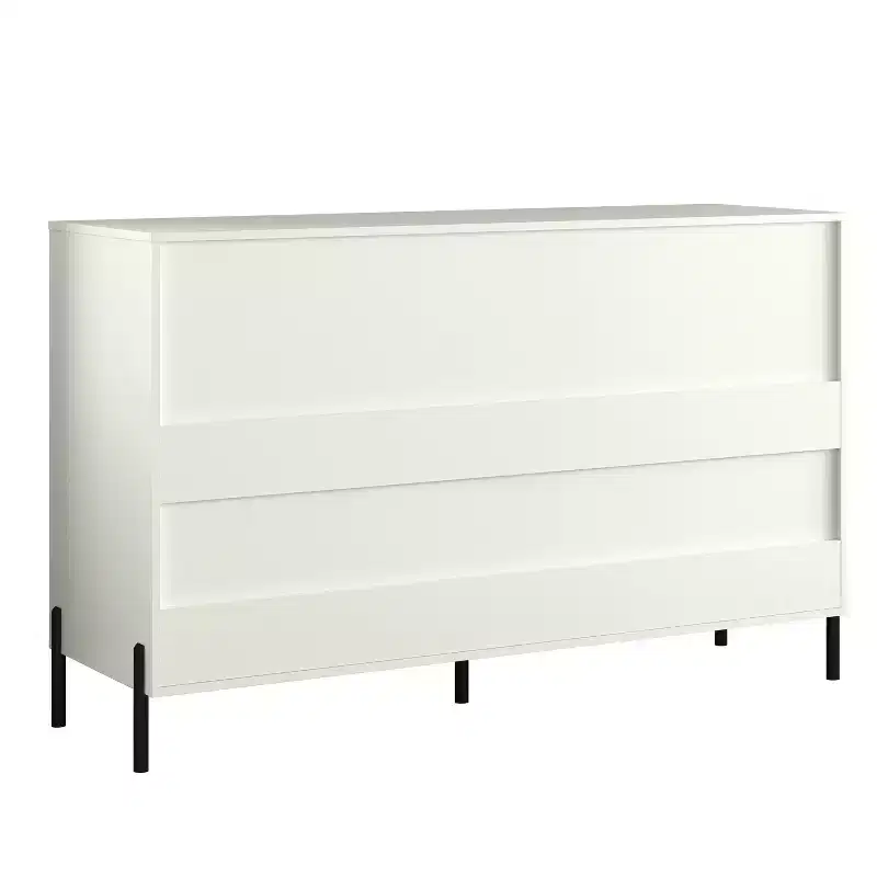 6 Drawer Dresser with Gold Legs Modern Ribbed Design for Bedroom