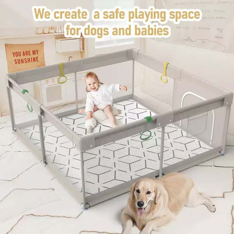 Baby Playpen with Mat 59 x 59 In, Indoor & Outdoor Activity Center, Safety Baby Fence