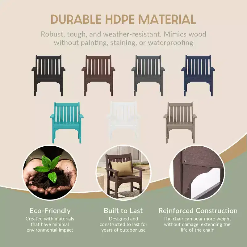 WestinTrends Malibu Outdoor Patio 3-Piece HDPE Adirondack Garden Chairs with Square Adirondack Side Table Set