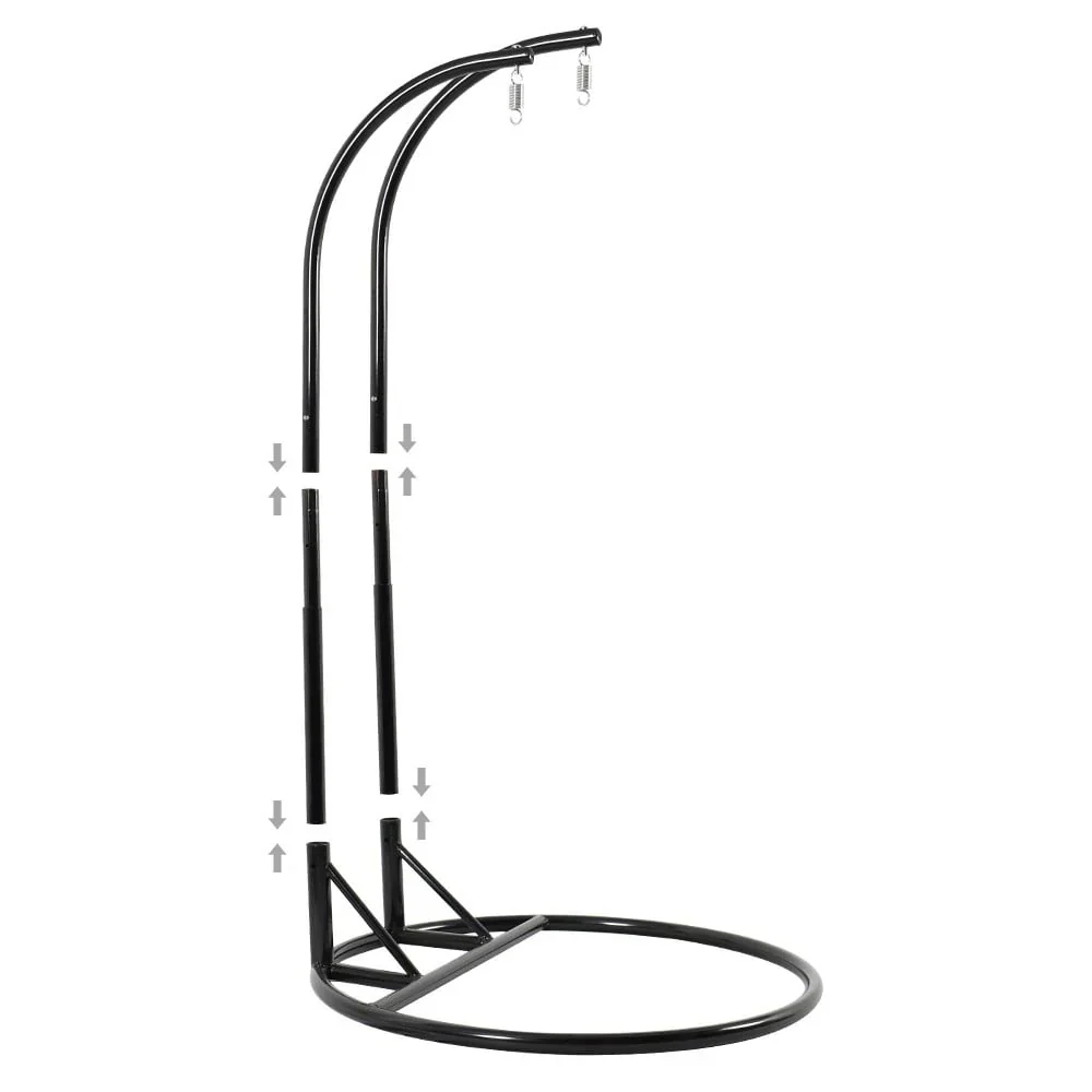 LeisureMod 2 Person Hanging Egg Chair with Stand - Outdoor/Indoor Rattan Wicker Patio Swing Hammock Lounger with Cushions