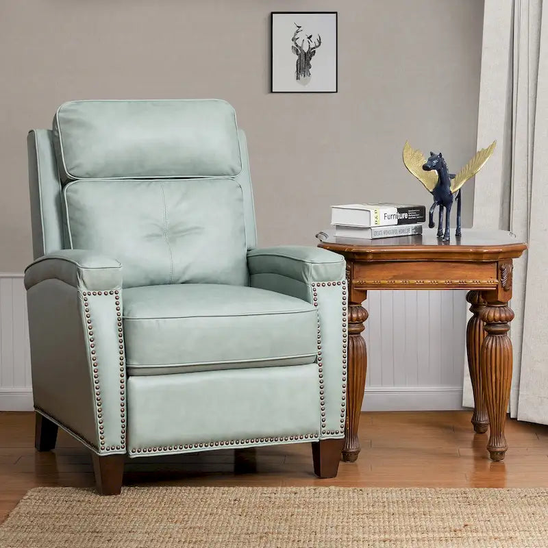 Mid-Century Modern Pushback Recliner with Nailhead Trim