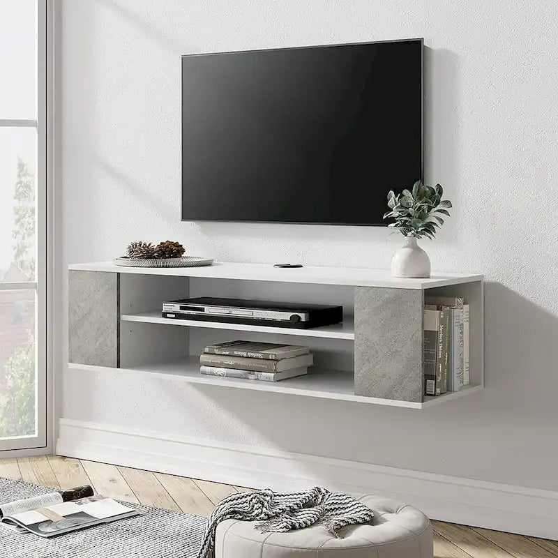 Floating TV Stand Shelf Wall Mounted Entertainment Center Floating Cabinet Media Hutch Under TV, 39 Inch