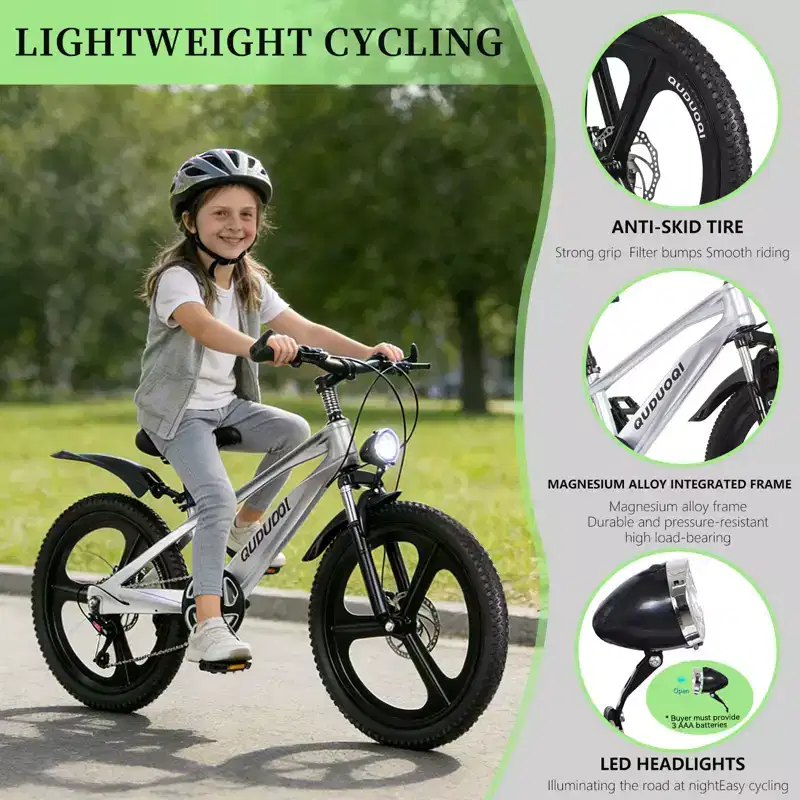 NAYSAYE 20 Inch Kids Mountain Bike with 7-Speed Drivetrain and Magnesium Alloy Frame for Boys and Girls Ages 8-12, 57.09*21.65*29.92
