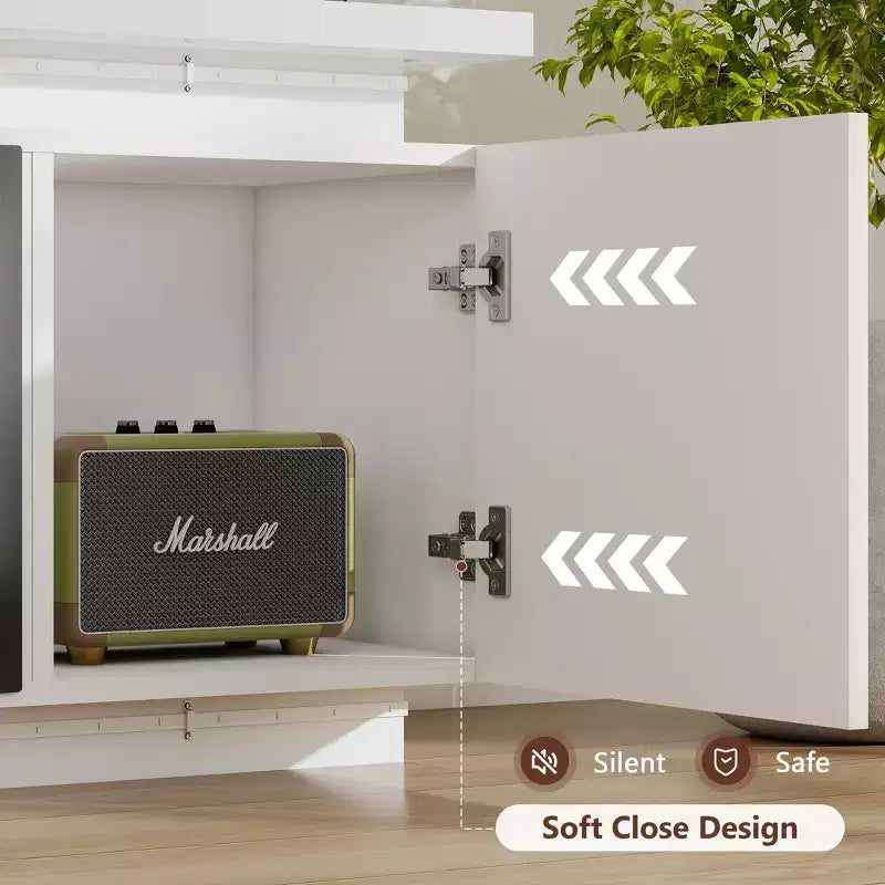 Skyzoo Electric Fireplace TV Stand for TVs up to 80 with LED Lights & 4 AC Power Outlets, TV console for Living Room