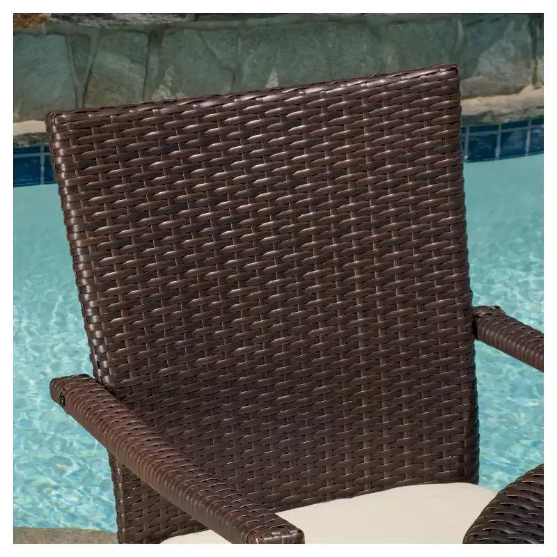 Thompson 7pc Wicker Patio Dining Set with Cushions - Brown - Christopher Knight Home: Weather-Resistant, 6 Arm Chairs, Galvanized Steel Hardware