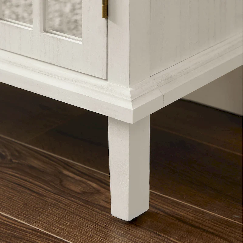 Wood Accent Cabinet with Mirrored Doors Sideboard Buffet