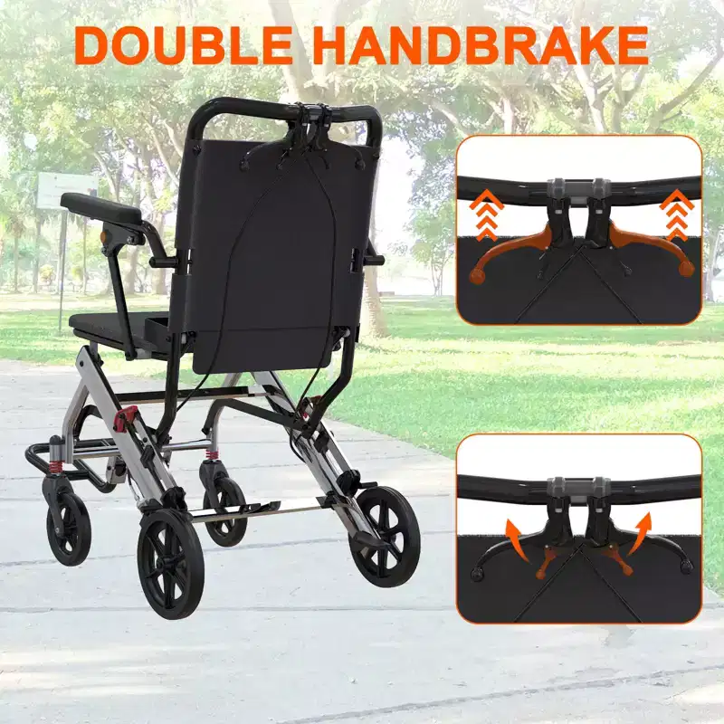 2-in-1 Adult Tricycle and Folding Transport Wheelchair, 7-Speed Carbon Steel Frame with Large Basket and Locking Handbrake, 220lb Capacity