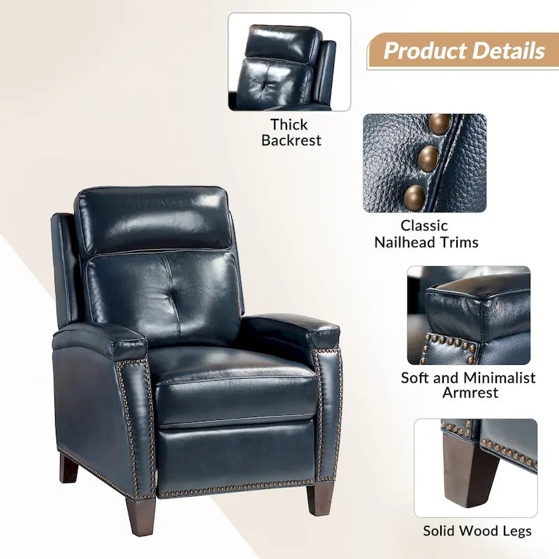 Mid-Century Modern Pushback Recliner with Nailhead Trim