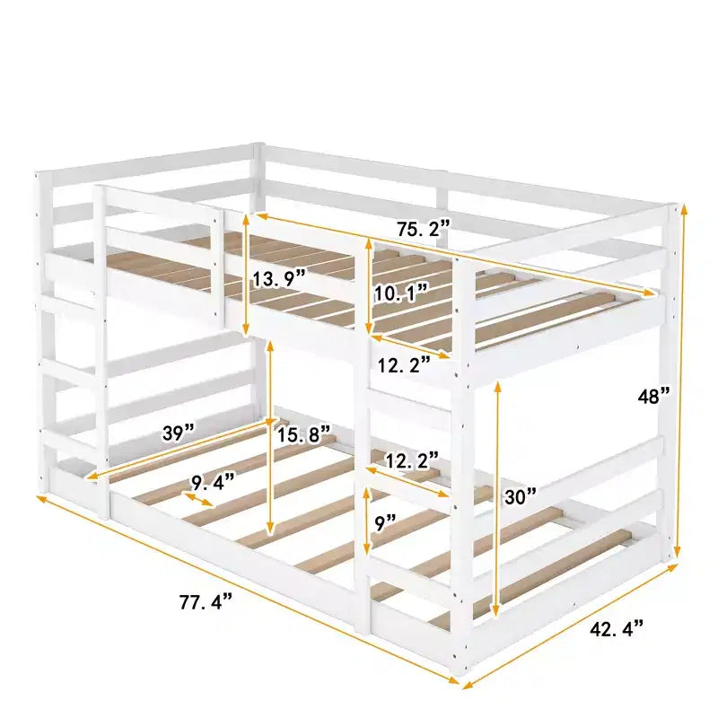 Whisen Full Over Full Bunk Bed with Ladder, Solid Construction
