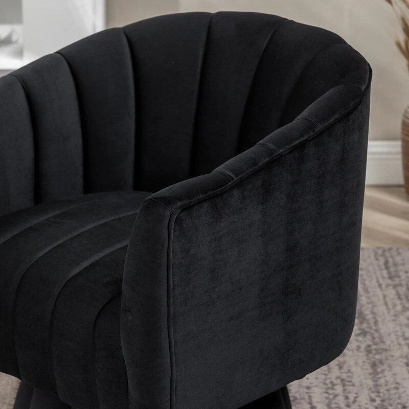 SEYNAR Modern Glam Velvet Upholstered Round 360 Degree Swivel Accent Barrel Chair Set of 2