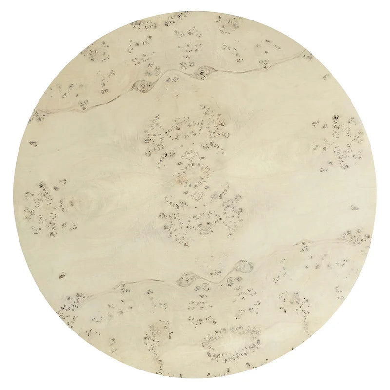 Round Burl Wood Coffee Table – Natural / Off White, Mid-Century Style