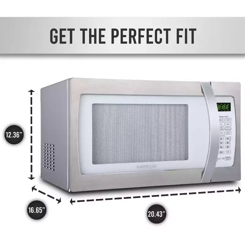 Farberware Professional 1.3 Cu. Ft. 1100-Watt Microwave Oven with Smart Sensor Cooking, White and Platinum