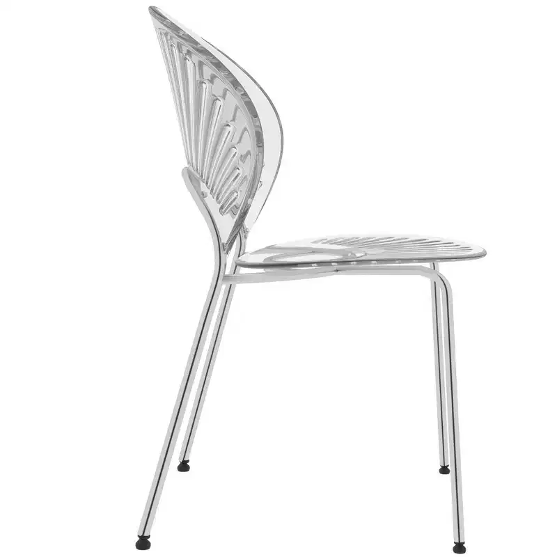 LeisureMod Opulent Modern Acrylic Dining Chair  Transparent Seat with Chrome Metal Legs, Stylish Durable Accent Chair for Kitchen, Dining Room, Cafe