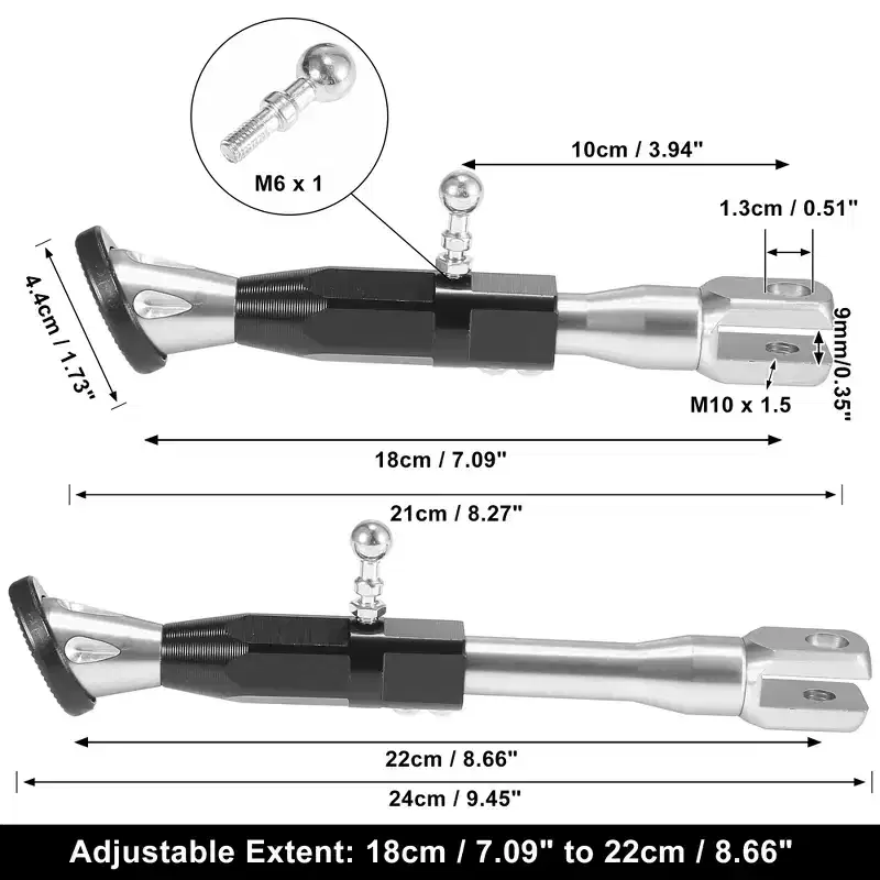 Unique Bargains Universal CNC Aluminum Alloy Adjustable Motorcycle Kickstand Side Support Stand Set