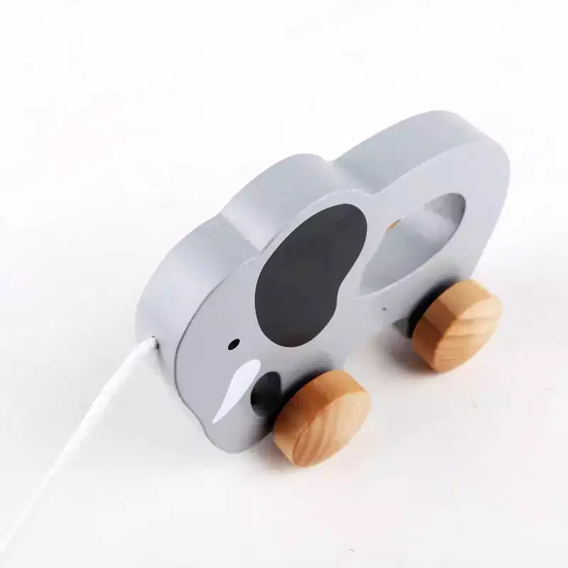 Hape: Push & Pull Elephant- Gray - Wooden Toy, Push-Pull-Grab, 1+