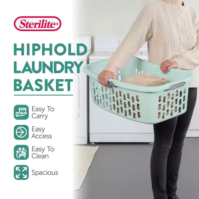 1.5 Bushel Plastic Laundry Basket, Clothes Hamper - Mint, 6 Pack