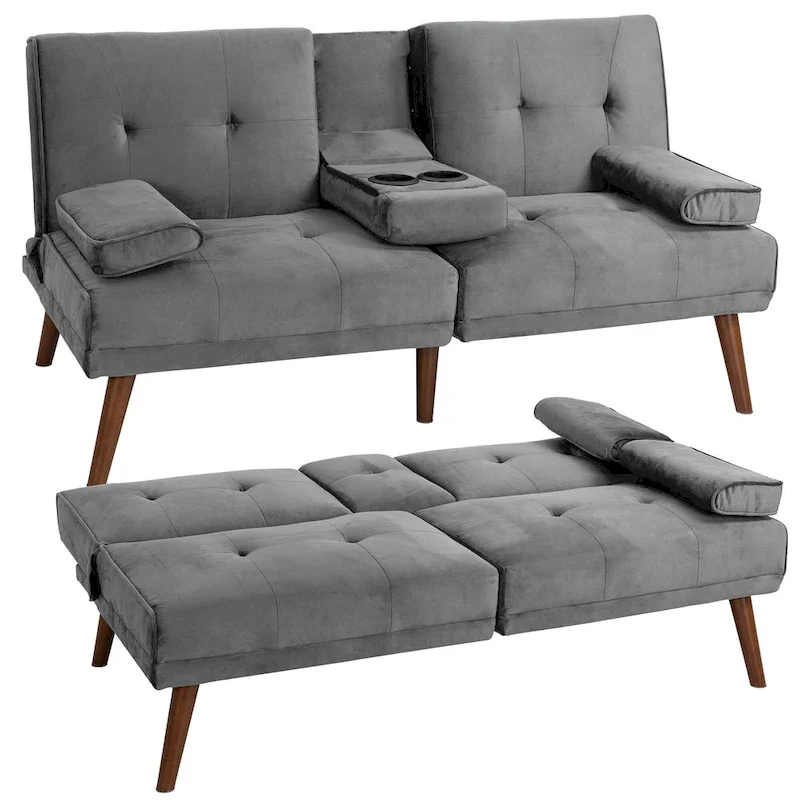 Futzca 60 Small Loveseat, 3 in 1 Cute Convertible Sofa Bed