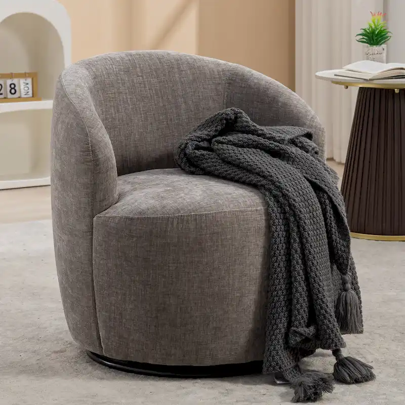 Chenille Swivel Accent Barrel Chair