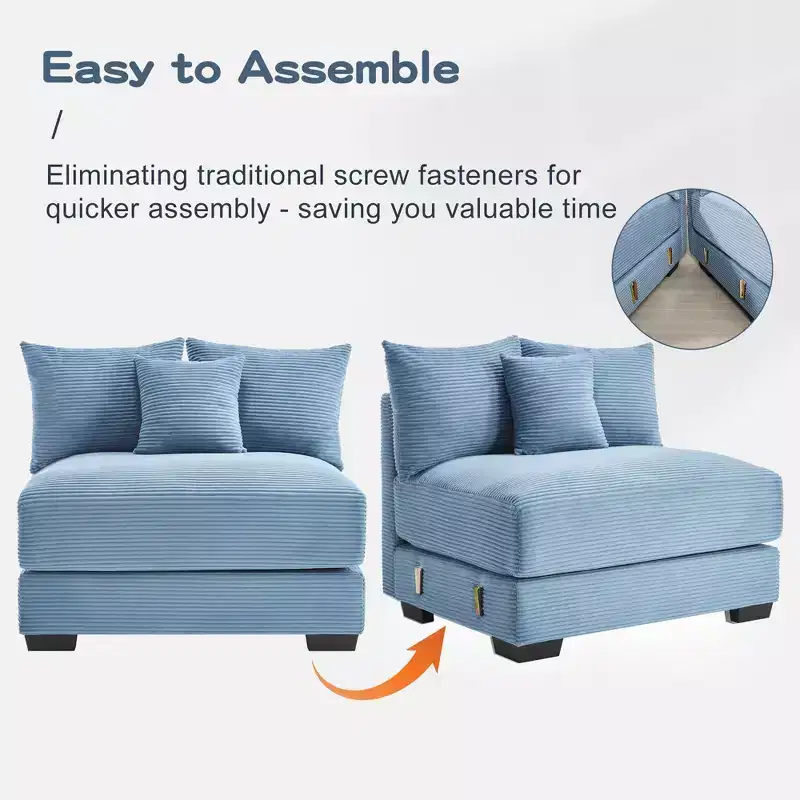 Oversized Cloud Modular Sectional Couch,Convertible Sectional Couches Deep Seat Extra-Wide Armrests