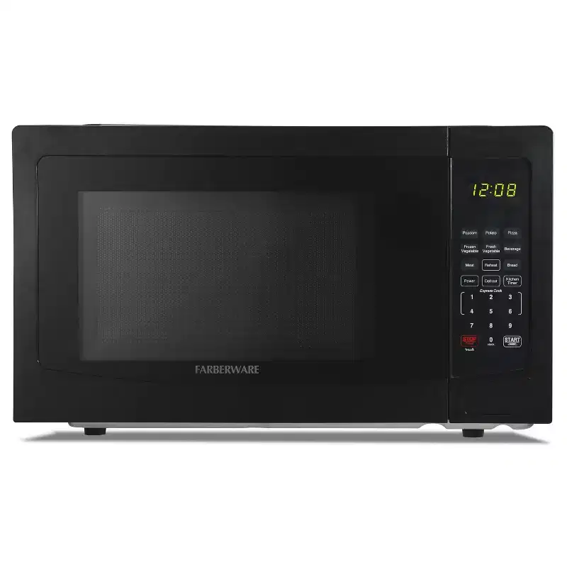 Farberware 1.1 Cu. Ft. Countertop Microwave Oven  1000W Power, Auto Cook Settings, Defrost, and Safety Lock