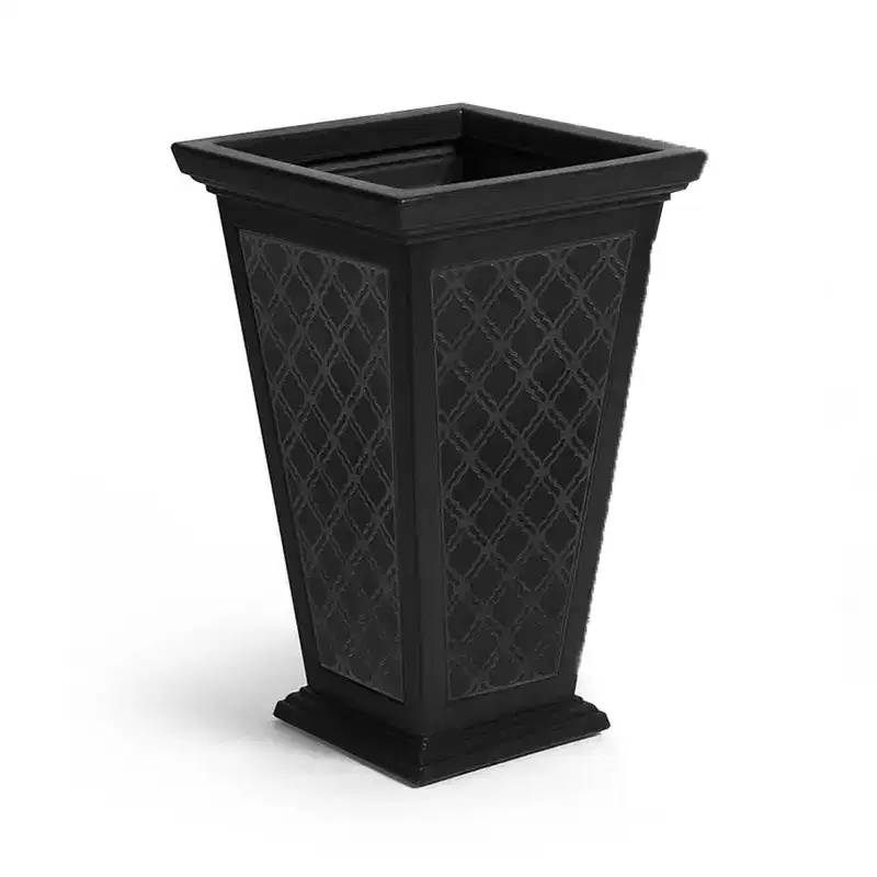 FCMP Outdoor Resin 24 Tall Indoor/Outdoor Self-Watering Pedestal Taper Planter for Potted Plants & Flowers