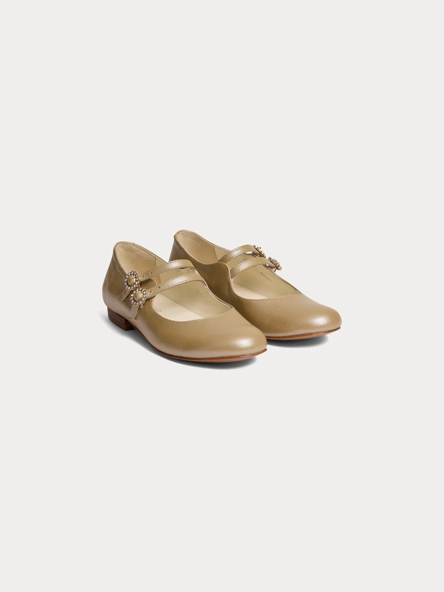 gold leather Mary Jane shoes