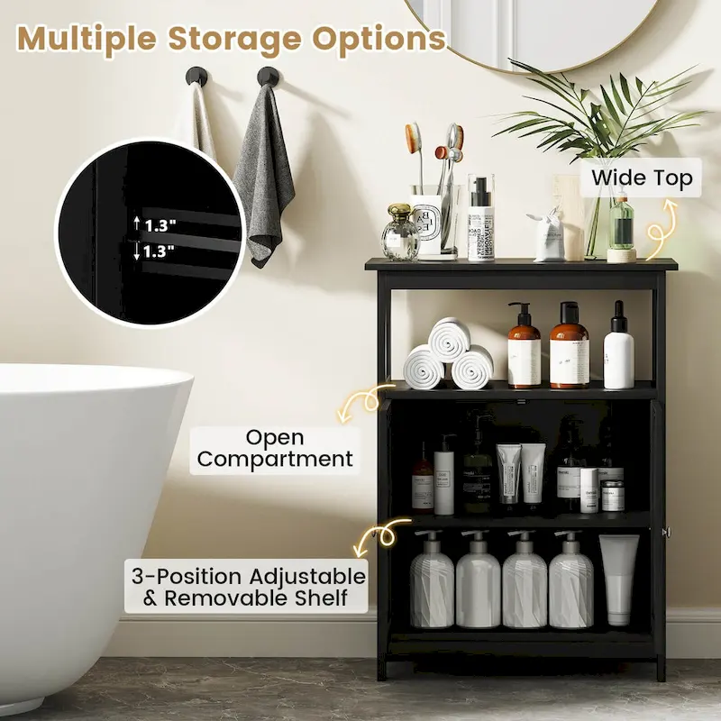 Bathroom Floor Cabinet Freestanding Storage Organizer with 2 - See Details