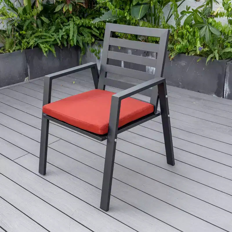 LeisureMod Chelsea 5-Piece Patio Dining Set, 48 Round Aluminum Dining Table and 4 Dining Armchair