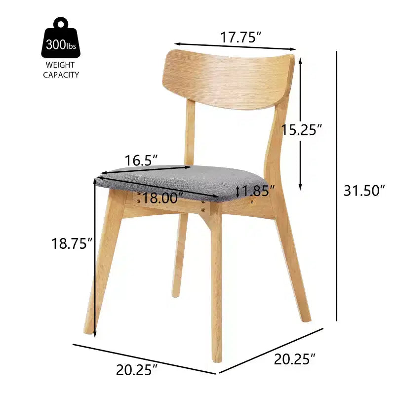 Set of 2 Mid-Century Modern Dining Chairs with Cushioned Seats