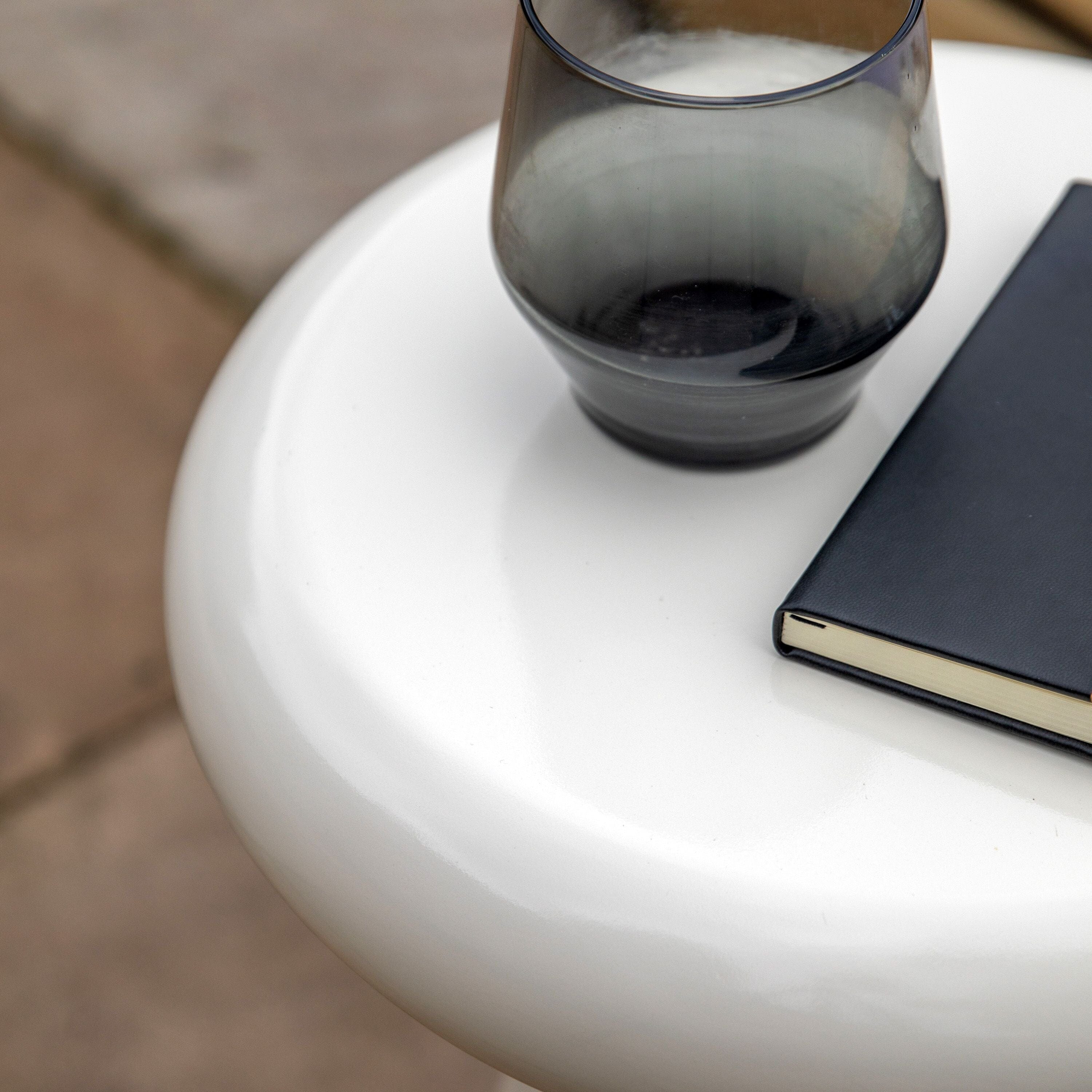 Cream Indoor/Outdoor Round Side Table