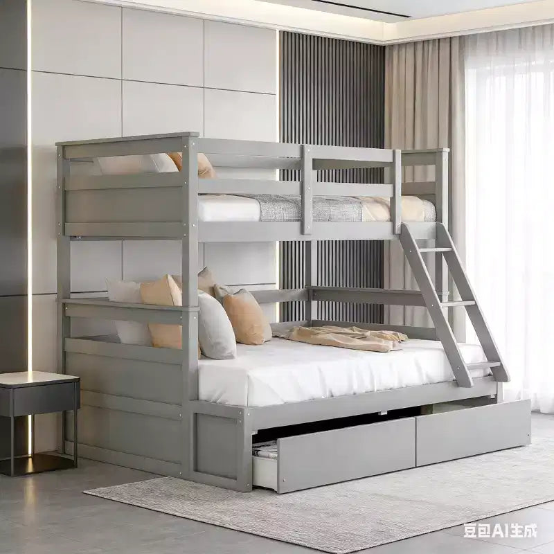 Twin Over Full Convertible Bunk Bed With 2 Storage Drawers