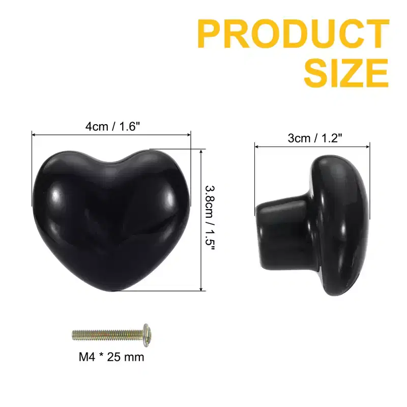 Unique Bargains Heart-Shaped Ceramic Drawer Knobs with Screw for Cupboard Wardrobe 4 Pcs