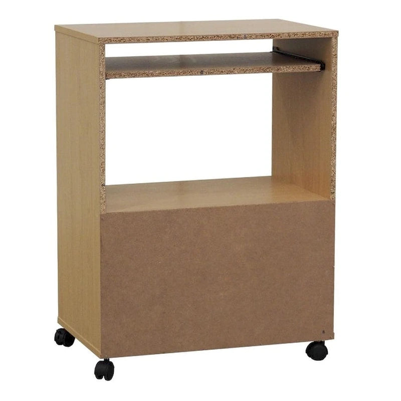 2-Door Kitchen Microwave Cart with Pull-Out Shelf, White