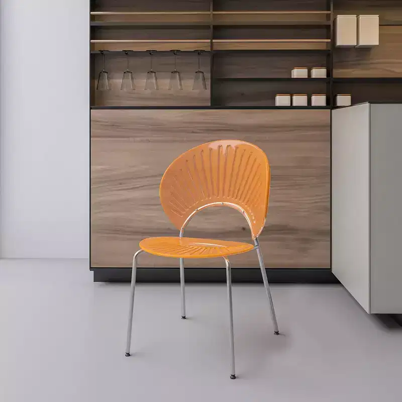 LeisureMod Opulent Modern Acrylic Dining Chair  Transparent Seat with Chrome Metal Legs, Stylish Durable Accent Chair for Kitchen, Dining Room, Cafe
