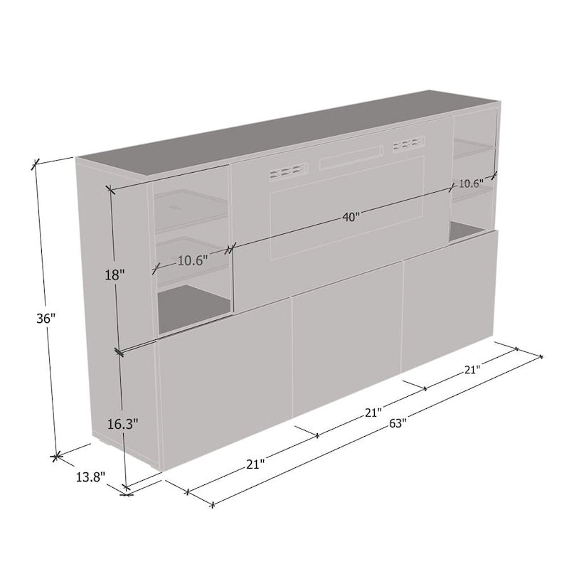 63-inch Modern Electric Fireplace Sideboard