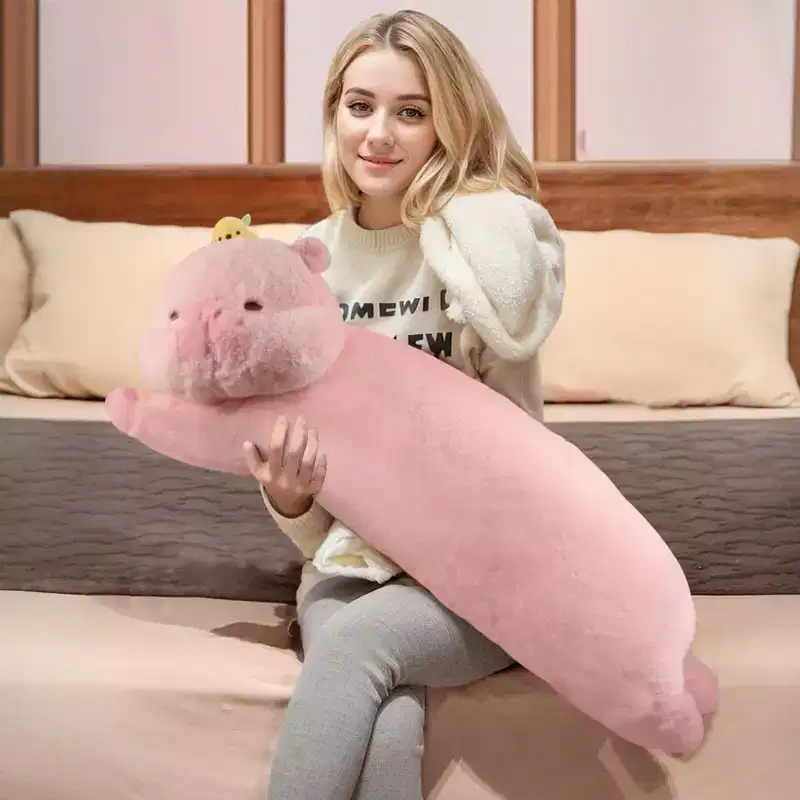 TITQWOP Long Capybara Plush Pillow,Cute Capybara Stuffed Animals Plushie Sleeping Hugging Body Pillow,Kawaii Capybara Soft Doll Toy