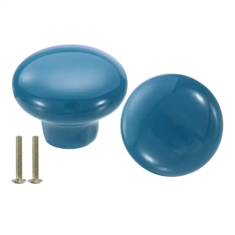 Unique Bargains Round Ceramic Drawer Knobs with Screw for Cupboard Wardrobe 2 Pcs
