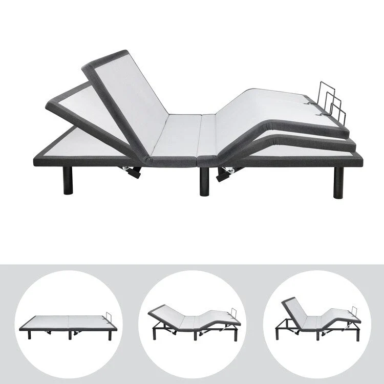 Adjustable Electric Bed Frame Base, 3-Speed Head & Foot Massage, Wireless Remote, USB Ports