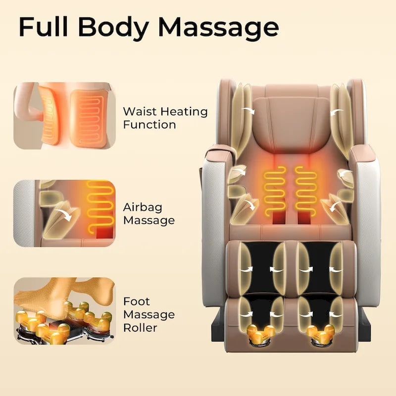 Full Body Massage Chair with Zero Gravity, Bluetooth Speaker & Foot Roller