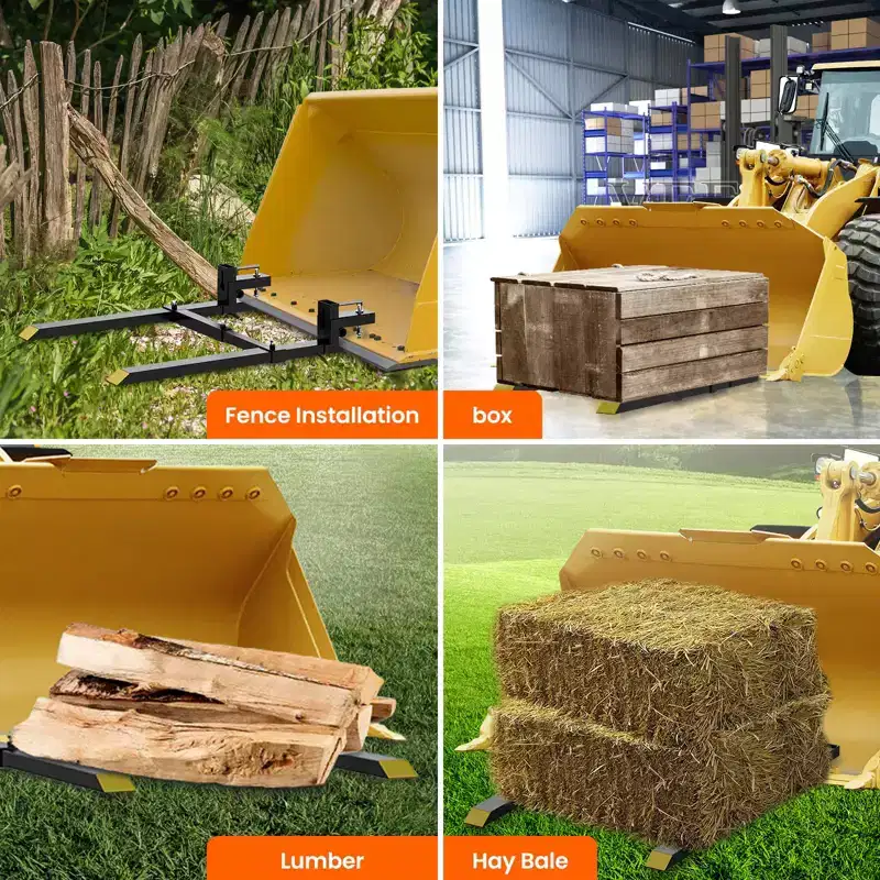 Pallet Forks 60 Heavy Duty  Tractor Bucket Clamp-On Forks with 4000 lbs Capacity, Adjustable Stabilizer BarSkid Steer Compatible Material Handling