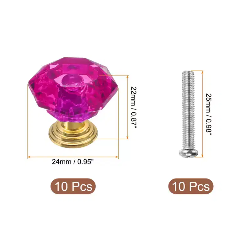 Unique Bargains Crystal Cabinet Knobs with Screw for Cupboard Wardrobe 10 Pcs