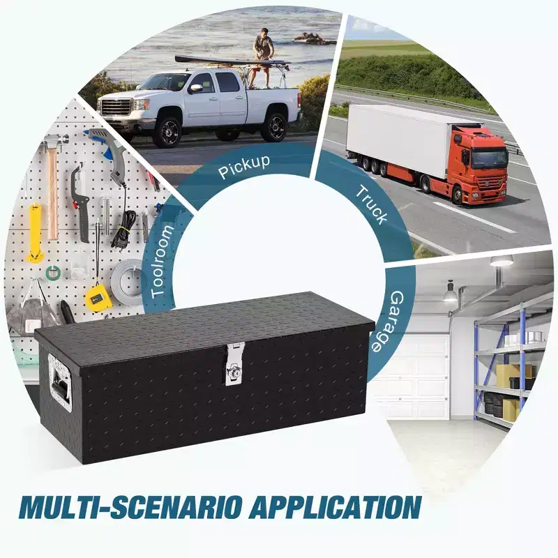Heavy Duty Aluminum Tool Box Pick Up Truck Bed RV Trailer Toolbox Waterproof Square Storage