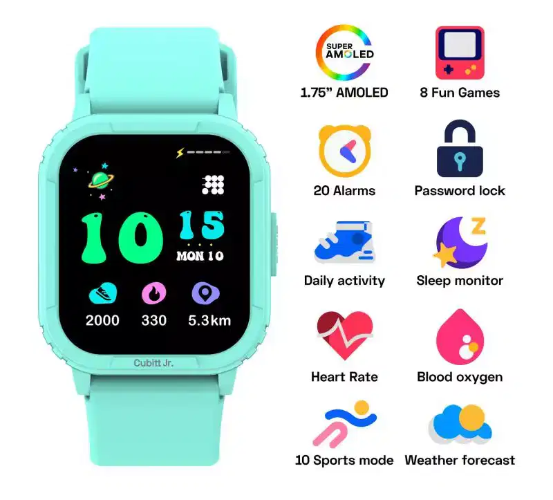 Cubitt Jr Smart Watch Fitness Tracker for Kids and Teens, with Games, Step Counter, Sleep Monitor, Heart Rate Monitor, Activity Tracker